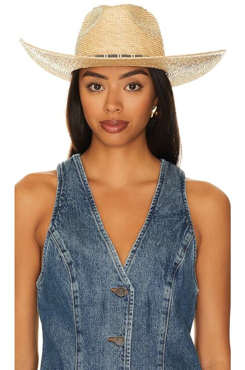 Brixton Leigh Straw Fedora Hat Handwoven Cotton Band Everyday Beach Vacation L main image 4